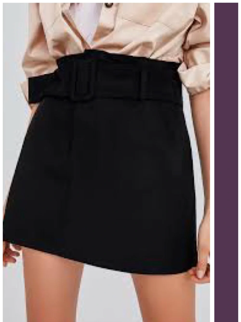 Zara Trafaluc Faux Suede Paperbag Waist Belted Mini Skirt In Black Size M EUC